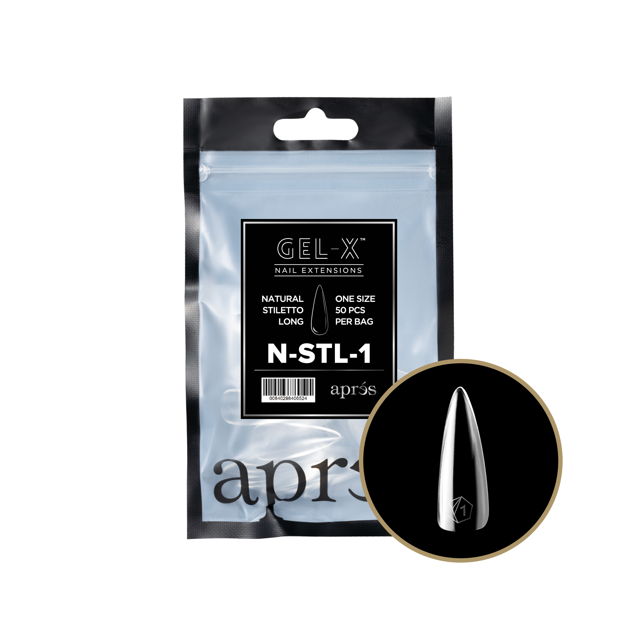 新品未使用　GEL♥X NAIL EXTENSIONS ソフト・ミディアム Gel-X® ナチュラルスティレットロング リフィルバッグ #00-#09 – Aprés